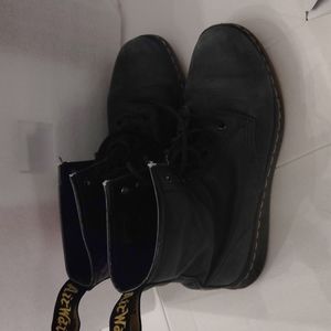 Black leather street  boots